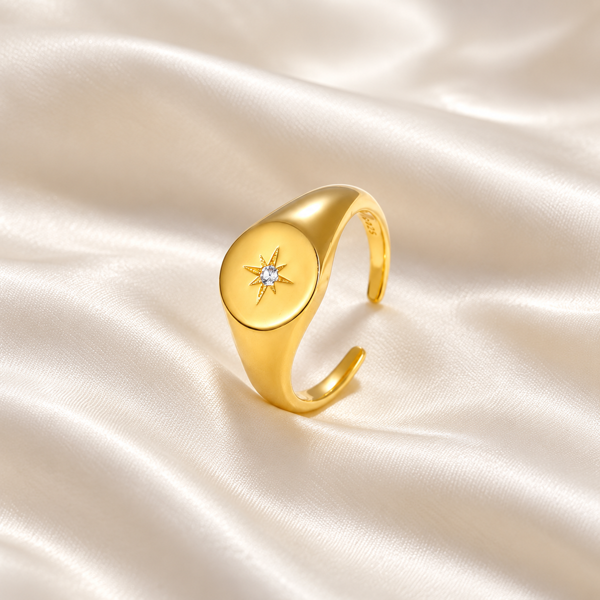 sun jewellery on smooth ivory silk, view 1; digital product visualisation