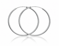 Fine silver hoop earrings on white studio background
